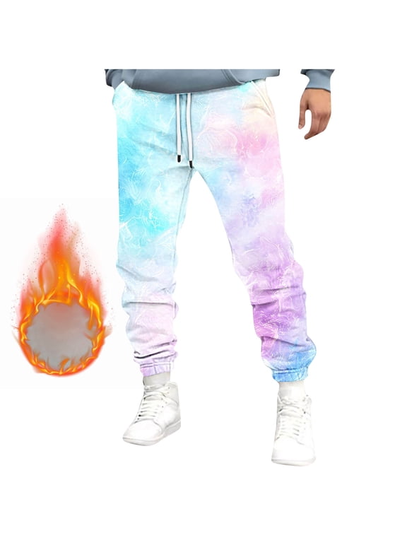 Mens Sweatpants Lightweight Jogger for Men Motion Tie Dyeing Long Pants Multicolor Size L