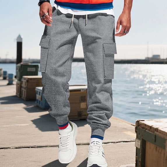 Wavsuf Mens Sweatpants Lightweight Jogger for Men Elasticity Motion Ventilation Long Pants Dark Gray Size M