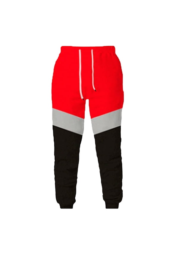 Sports Sweatpants for Men Solid Color Long Sweat Pants Fashionable Motion Casual Long Pants Red Size L