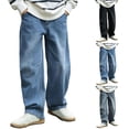 thumbnail image 1 of WAVSUF Straight Jeans for Boys Lightweight Soft Stretch High Waist Spring Casual Denim Pants Blue 10-12, 1 of 9