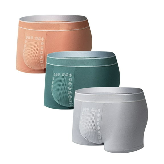 WAVSUF Summer 3PC Boxer Briefs Mens Solid Color Comfort Underpants Comfortable Ventilation Briefs Red Size 2XL