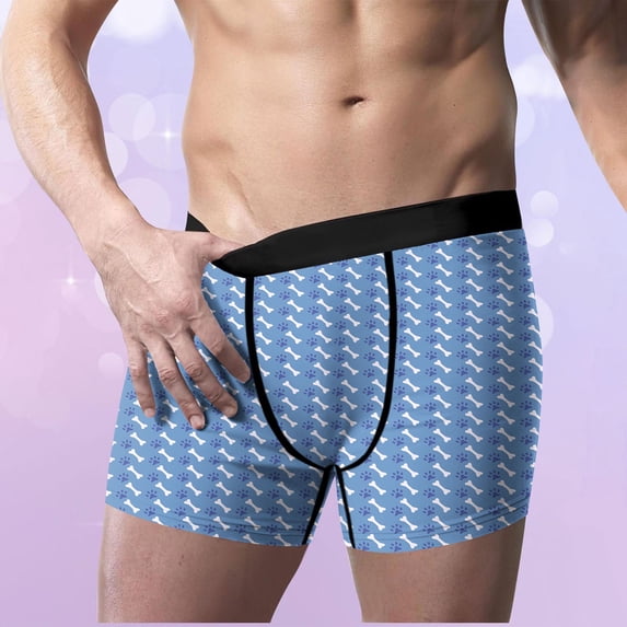 WAVSUF Summer Boxer Briefs Mens Solid Color Comfort Underpants Elasticity Comfortable Briefs Blue Size XL