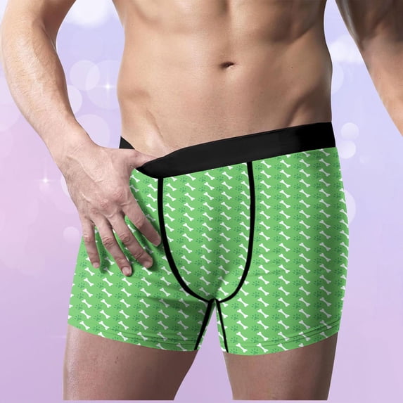 WAVSUF Summer Boxer Briefs Mens Solid Color Comfort Underpants Elasticity Comfortable Briefs Green Size S