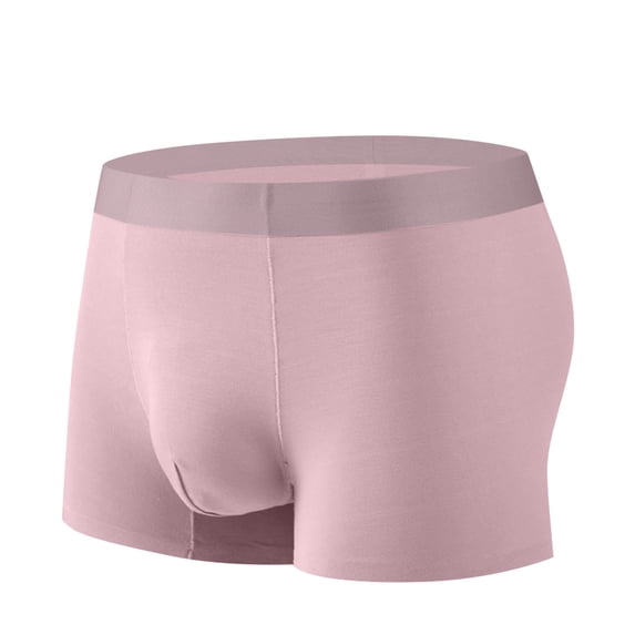 WAVSUF Summer Boxer Briefs Mens Solid Color Comfort Underpants Elasticity Comfortable Motion Ventilation Briefs Pink Size L