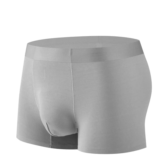 WAVSUF Summer Boxer Briefs Mens Solid Color Comfort Underpants Elasticity Comfortable Motion Ventilation Briefs Silver Size XL