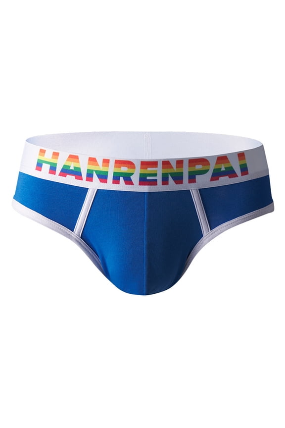 Summer Briefs Mens Solid Color Comfort Underpants Comfortable Ventilation Briefs Blue Size L