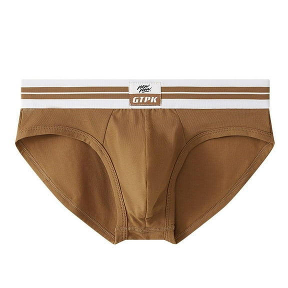 WAVSUF Summer Briefs Mens Solid Color Comfort Underpants Comfortable Ventilation Briefs Brown Size M