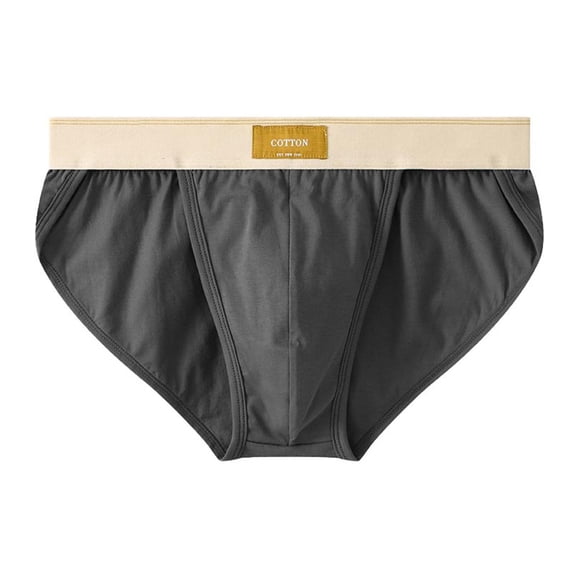 WAVSUF Summer Briefs Mens Solid Color Comfort Underpants Comfortable Ventilation Briefs Dark Gray Size L