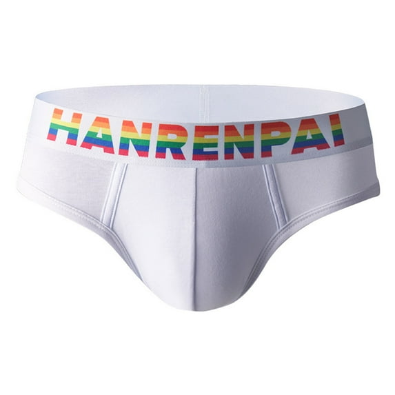 WAVSUF Summer Briefs Mens Solid Color Comfort Underpants Comfortable Ventilation Briefs White Size 2XL