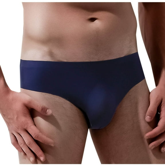 WAVSUF Summer Briefs Mens Solid Color Comfort Underpants Ventilation Briefs Blue Size 3XL