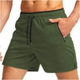 thumbnail image 1 of WAVSUF Summer Drawstring Short Pants Mens Elasticity Shorts Beach Shorts Motion Bodybuilding Ventilation Army Green Size 2XL, 1 of 2