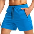thumbnail image 1 of WAVSUF Summer Drawstring Short Pants Mens Elasticity Shorts Beach Shorts Motion Bodybuilding Ventilation Sky Blue Size 3XL, 1 of 2