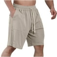 thumbnail image 1 of WAVSUF Summer Drawstring Short Pants Mens Elasticity Shorts Motion Bodybuilding Casual Beige Size 2XL, 1 of 8