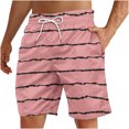 thumbnail image 1 of WAVSUF Summer Drawstring Short Pants Mens Elasticity Shorts Stripe Pink Size XL, 1 of 4
