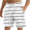 thumbnail image 1 of WAVSUF Summer Drawstring Short Pants Mens Elasticity Shorts Stripe White Size M, 1 of 4