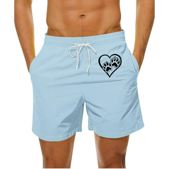 WAVSUF Summer Drawstring Shorts for Mens Elasticity Short Pants Fashionable Casual Light Blue Size S