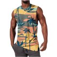 thumbnail image 1 of WAVSUF Summer Men Quick Dry Undershirts Tank Muscle Gym Vest for Mens Sports Tank Tops Printed Round Neck Tops Hawaiian shirt Sleeveles Pullover Orange Size M, 1 of 4