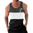 thumbnail image 1 of WAVSUF Summer Men Quick Dry Undershirts Tank Muscle Gym Vest for Mens Sports Tank Tops Printed Round Neck Tops Sleeveles Pullover Black Size S, 1 of 4