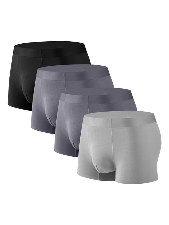 Summer Mens Quick Drying Comfort 4PC Boxer Briefs for Men Solid Color Underpants Elasticity Comfortable Motion Ventilation Loose Briefs Dark Gray Size 2XL