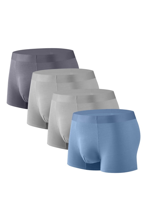 Summer Mens Quick Drying Comfort 4PC Boxer Briefs for Men Solid Color Underpants Elasticity Comfortable Motion Ventilation Loose Briefs Blue Size 2XL