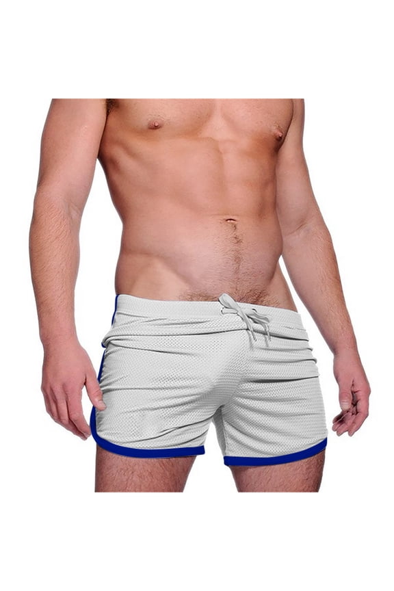 Summer Mens Quick Drying Comfort Boxer Briefs for Men Solid Color Underpants Motion Bodybuilding Ventilation Casual Briefs White Size 2XL
