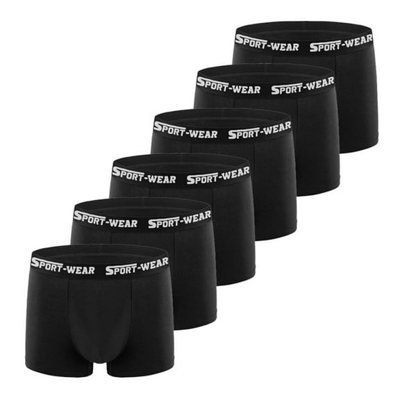 WAVSUF Summer Mens Quick Drying Comfort Boxer Briefs for Men Solid Color Underpants Comfortable Motion Ventilation Briefs Black Size L