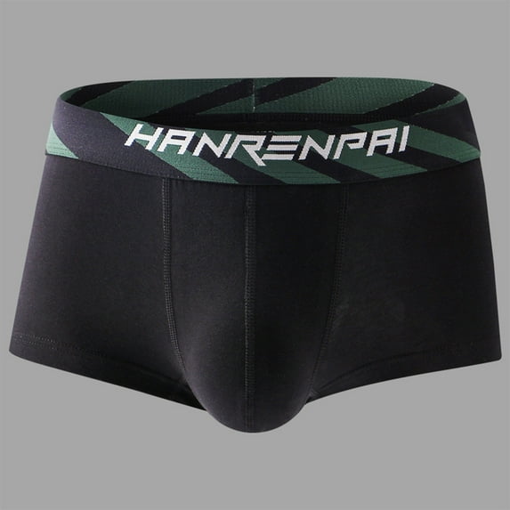 WAVSUF Summer Mens Quick Drying Comfort Boxer Briefs for Men Solid Color Underpants Comfortable Ventilation Briefs Black Size M