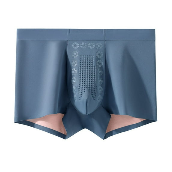 WAVSUF Summer Mens Quick Drying Comfort Boxer Briefs for Men Solid Color Underpants Comfortable Ventilation Briefs Blue Size 2XL