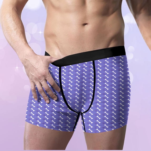 WAVSUF Summer Mens Quick Drying Comfort Boxer Briefs for Men Solid Color Underpants Elasticity Comfortable Briefs Purple Size S