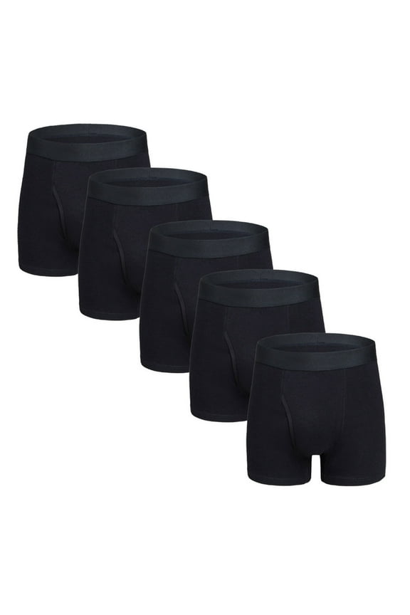 Summer Mens Quick Drying Comfort Boxer Briefs for Men Solid Color Underpants Motion Ventilation Briefs Black Size 2XL