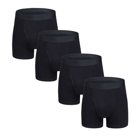 WAVSUF Summer Mens Quick Drying Comfort Boxer Briefs for Men Solid Color Underpants Motion Ventilation Briefs Black Size XL