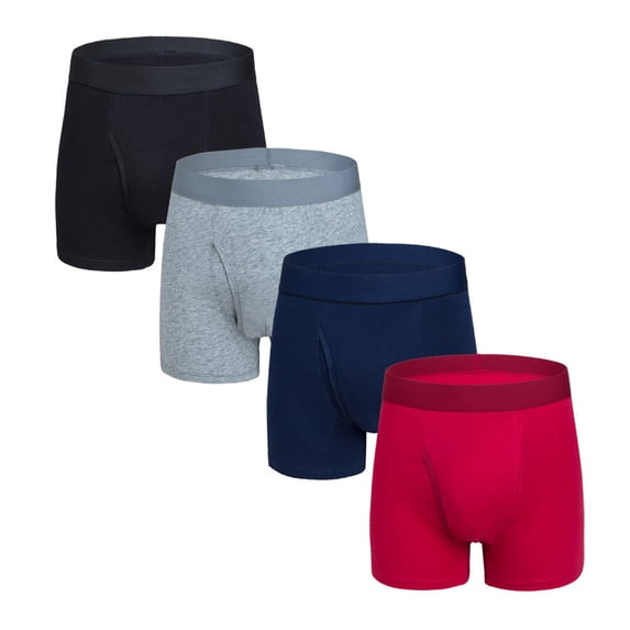 WAVSUF Summer Mens Quick Drying Comfort Boxer Briefs for Men Solid Color Underpants Motion Ventilation Briefs Wine Size XL