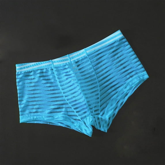 WAVSUF Summer Mens Quick Drying Comfort Boxer Briefs for Men Solid Color Underpants Ventilation Youth Briefs Blue Size 3XL