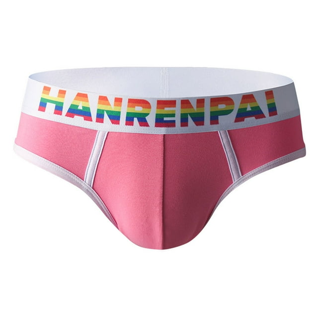WAVSUF Summer Clearance Mens Quick Drying Comfort Briefs for Men Solid Color Underpants Comfortable Ventilation Briefs Pink Size 2XL