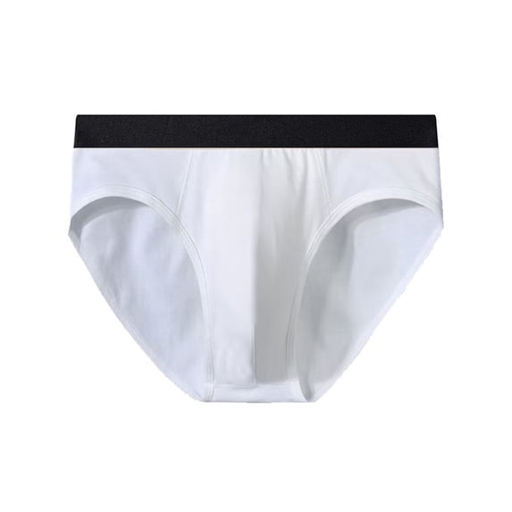 WAVSUF Summer Mens Quick Drying Comfort Briefs for Men Solid Color Underpants Elasticity Comfortable Ventilation Briefs White Size M