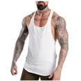 thumbnail image 1 of WAVSUF Summer Solid Color Tank Tops for Men Bodybuilding Sleeveles Vest Round Neck Pullover White Size M, 1 of 6