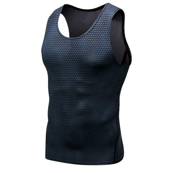 WAVSUF Summer Solid Color Tank Tops for Men Bodybuilding Sleeveles Vest Tight Pullover Black Size M