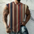 thumbnail image 1 of WAVSUF Summer Sports Tank Tops for Mens Quick Dry Vest Muscle Gym Undershirts Tank Printed Round Neck Stripe Tops Sleeveles Pullover Coffee Size XL, 1 of 4