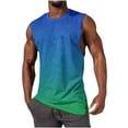 thumbnail image 1 of WAVSUF Summer Sports Tank Tops for Mens Quick Dry Vest Muscle Gym Undershirts Tank Printed Round Neck Tops Sleeveles Pullover Blue Size L, 1 of 4