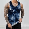 thumbnail image 1 of WAVSUF Summer Sports Tank Tops for Mens Quick Dry Vest Muscle Gym Undershirts Tank Printed Tie Dyeing Sleeveles Pullover Navy Size L, 1 of 5