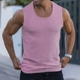 thumbnail image 1 of WAVSUF Tall Big Mens Bodybuilding Sleeveles Solid Color Tank Tops Fashionable Tight Round Neck Stripe Pullover Pink Size XS, 1 of 3