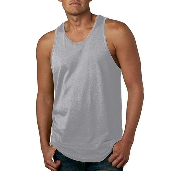 WAVSUF Tall Big Mens Bodybuilding Sleeveles Solid Color Tank Tops Round Neck Pullover Gray Size 3XL