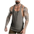 thumbnail image 1 of WAVSUF Tall Big Mens Bodybuilding Sleeveles Solid Color Tank Tops Round Neck Pullover Gray Size L, 1 of 7