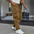 thumbnail image 1 of WAVSUF Tall and Big Men Multiple Pockets Cargo Pant for Mens Regular Fit Long Pants Motion Casual Tight Drawstring Elasticity Pants Brown Size M, 1 of 9