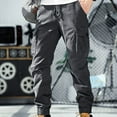thumbnail image 1 of WAVSUF Tall and Big Men Multiple Pockets Cargo Pant for Mens Regular Fit Long Pants Tight Button Drawstring Elasticity Pants Gray Size 2XL, 1 of 4