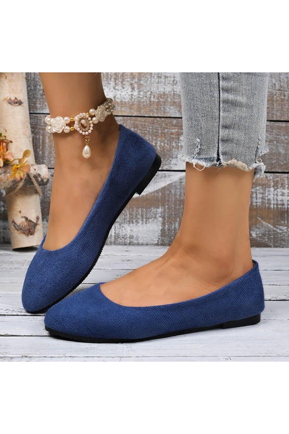 Trendy Flats For Women, Slip On Pointed Toe Soft Sole Wide Width Shoes Blue Size 39