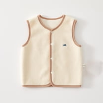 WAVSUF Winter Sweater Vest Children's Girls Plush Jacket Vest Cardigan Round Neck Waistcoat Beige Size 0 Months