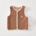 thumbnail image 1 of WAVSUF Winter Sweater Vest Children's Girls Plush Jacket Vest Cardigan Round Neck Waistcoat Brown Size 9 Months, 1 of 3