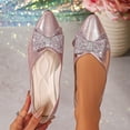 thumbnail image 1 of WAVSUF Women's Ballet Flats, Bow Comfortable Spring Style Rhinestone Pointed Toe Casual Work Dress Shoes Pink 9.5, 1 of 7
