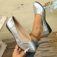 thumbnail image 1 of WAVSUF Women's Ballet Flats, Faux Leather Low Shallow Pointed Toe Breathable Vacation Shoes Silver 8.5, 1 of 9